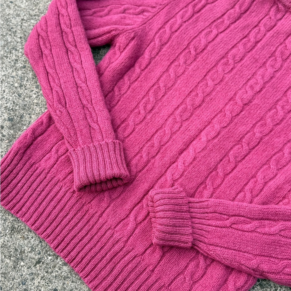 Boston Clippers 100% Shetland Wool Cable Knit Sweater Women’s M Pink - Picture 7 of 7